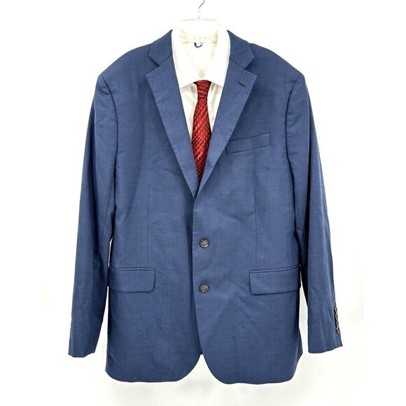 STAFFORD jacket blazer sport coat classic fit travel stretch wool blend blue 44R - Picture 2 of 11